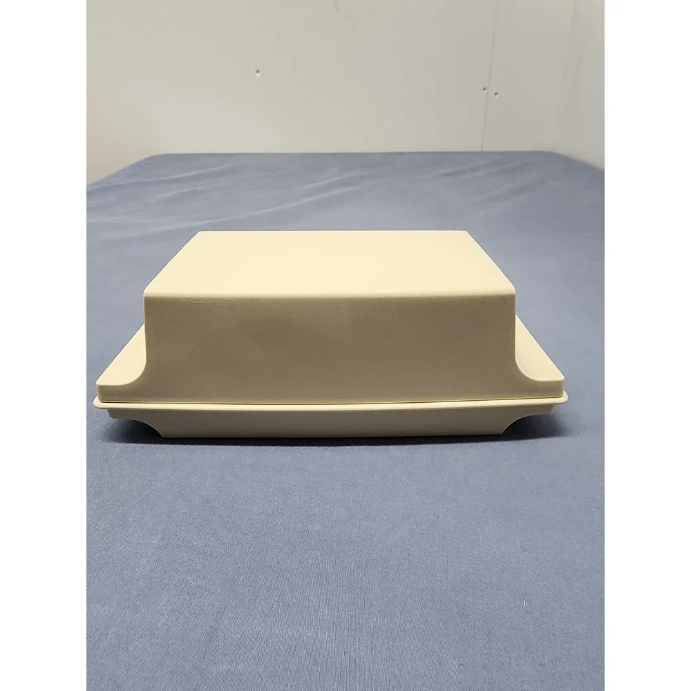 Vintage Tupperware Double Stick Butter Dish or Cream Cheese Keeper w Lid Almond